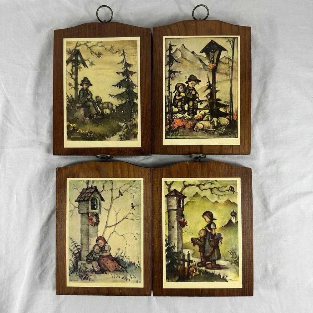 Vintage Set of 4 Hummel Wood‎ Wall Plaques 5